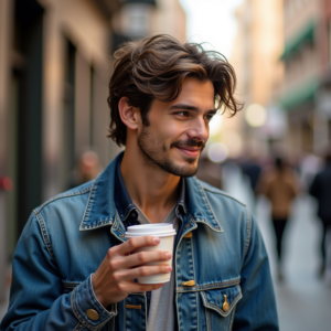Instagram Portraits — Young Man In A Denim Jacket Social Media #0340 (Dreamina)