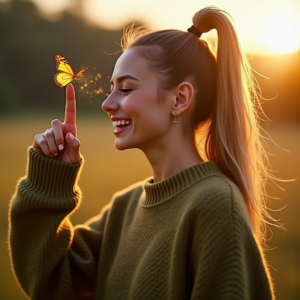 Instagram Portraits — Young Woman With A High Ponytail Social Media #0001 (Ideogram)
