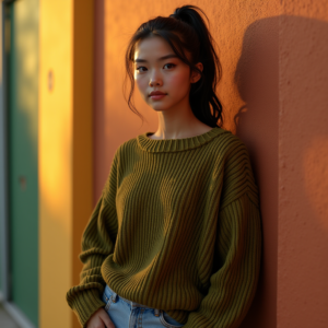 Instagram Portraits — Young Woman With A High Ponytail Social Media #0049 (Ideogram)