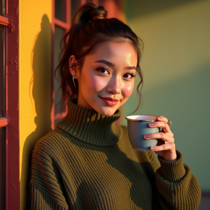 Instagram Portraits — Young Woman With A High Ponytail Social Media #0055 (FLUX)