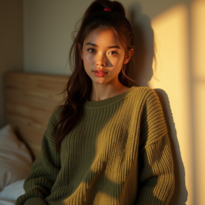 Instagram Portraits — Young Woman With A High Ponytail Social Media #0085 (Ideogram)