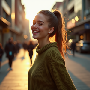 Instagram Portraits — Young Woman With A High Ponytail Social Media #0115 (FLUX)