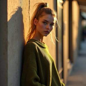 Instagram Portraits — Young Woman With A High Ponytail Social Media #0121 (Ideogram)