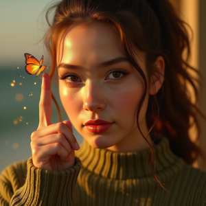 Instagram Portraits — Young Woman With A High Ponytail Social Media #0145 (Ideogram)