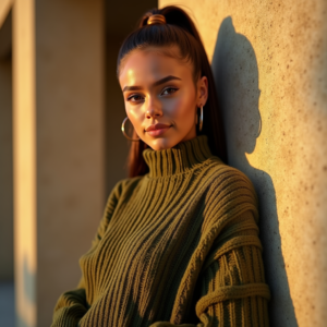 Instagram Portraits — Young Woman With A High Ponytail Social Media #0157 (Ideogram)