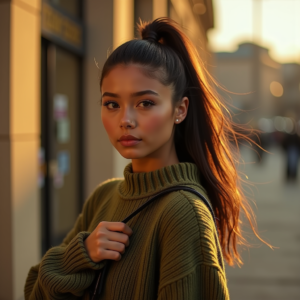 Instagram Portraits — Young Woman With A High Ponytail Social Media #0169 (Ideogram)