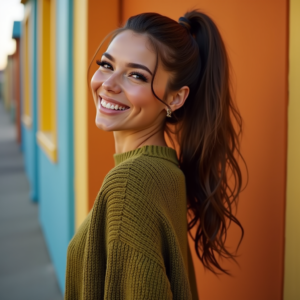 Instagram Portraits — Young Woman With A High Ponytail Social Media #0253 (Ideogram)
