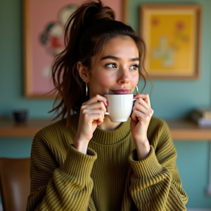 Instagram Portraits — Young Woman With A High Ponytail Social Media #0265 (Ideogram)