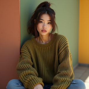 Instagram Portraits — Young Woman With A High Ponytail Social Media #0277 (Ideogram)