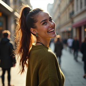 Instagram Portraits — Young Woman With A High Ponytail Social Media #0325 (Ideogram)