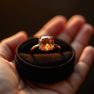 Jewelry — Faceted Gemstone Ring Nestled In Dark Product Ads #0035 (ChatGPT)