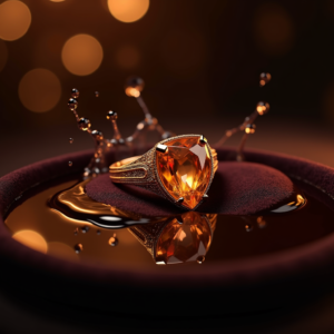 Jewelry — Faceted Gemstone Ring Nestled In Dark Product Ads #0053 (Dreamina)