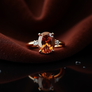 Jewelry — Faceted Gemstone Ring Nestled In Dark Product Ads #0161 (Dreamina)
