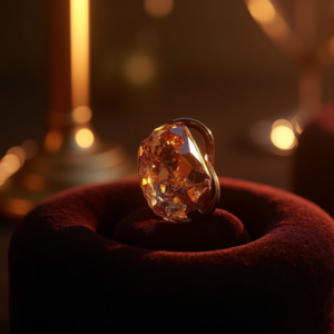Jewelry — Faceted Gemstone Ring Nestled In Dark Product Ads #0185 (Dreamina)