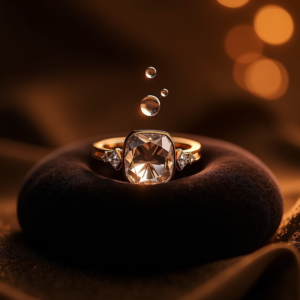 Jewelry — Faceted Gemstone Ring Nestled In Dark Product Ads #0191 (ChatGPT)