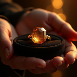 Jewelry — Faceted Gemstone Ring Nestled In Dark Product Ads #0228 (Firefly)