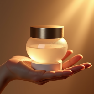 Jewelry — Frosted-glass Cosmetics Jar With A Brushed-silver Product Ads #0032 (FLUX)