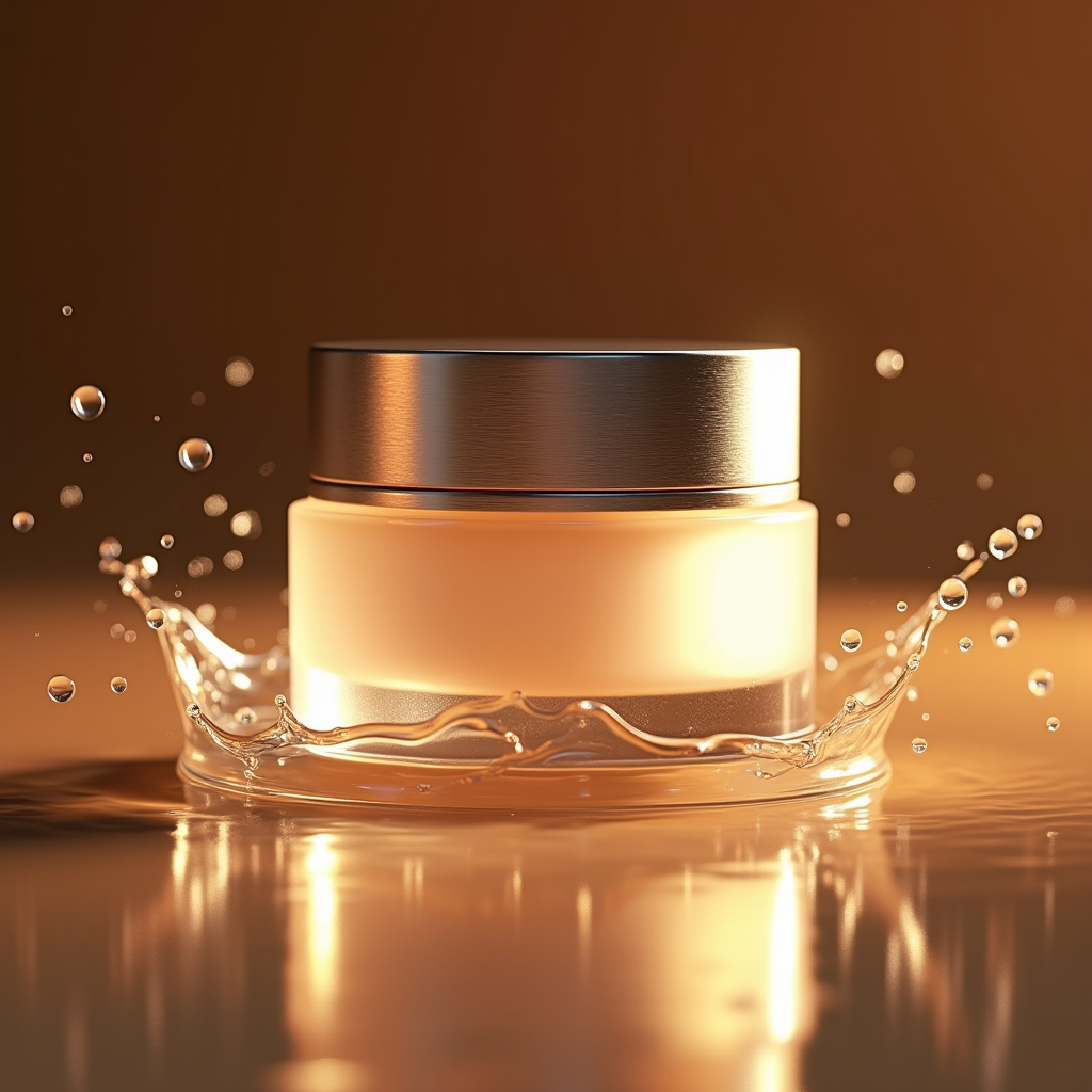 Jewelry — Frosted-glass Cosmetics Jar With A Brushed-silver Product Ads #0050 (Ideogram)