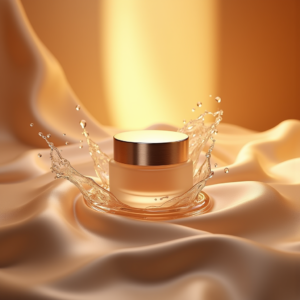 Jewelry — Frosted-glass Cosmetics Jar With A Brushed-silver Product Ads #0062 (Ideogram)