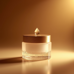 Jewelry — Frosted-glass Cosmetics Jar With A Brushed-silver Product Ads #0152 (FLUX)