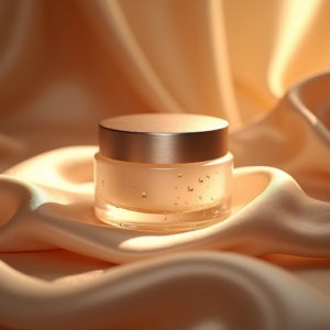 Jewelry — Frosted-glass Cosmetics Jar With A Brushed-silver Product Ads #0170 (Ideogram)