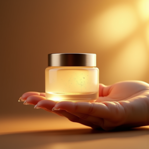 Jewelry — Frosted-glass Cosmetics Jar With A Brushed-silver Product Ads #0243 (Leonardo)
