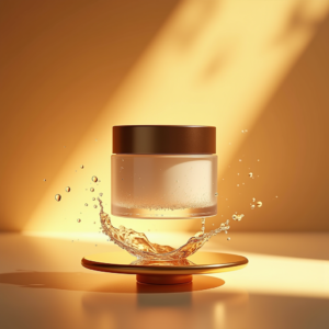 Jewelry — Frosted-glass Cosmetics Jar With A Brushed-silver Product Ads #0279 (Leonardo)