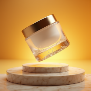 Jewelry — Frosted-glass Cosmetics Jar With A Brushed-silver Product Ads #0285 (Krea)