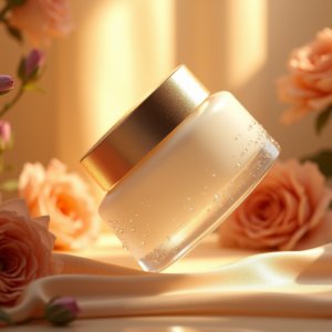 Jewelry — Frosted-glass Cosmetics Jar With A Brushed-silver Product Ads #0321 (Krea)