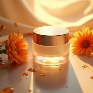 Jewelry — Frosted-glass Cosmetics Jar With A Brushed-silver Product Ads #0333 (Krea)