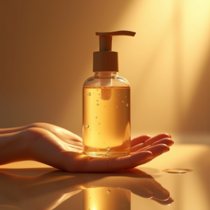 Jewelry — Minimalist Skincare Bottle With A Bamboo Product Ads #0229 (Recraft)