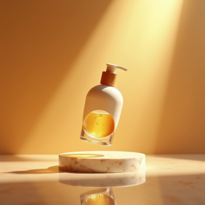 Jewelry — Minimalist Skincare Bottle With A Bamboo Product Ads #0289 (Recraft)