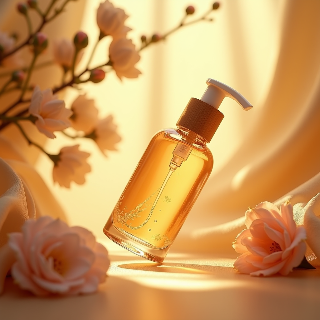 Jewelry — Minimalist Skincare Bottle With A Bamboo Product Ads #0325 (Recraft)