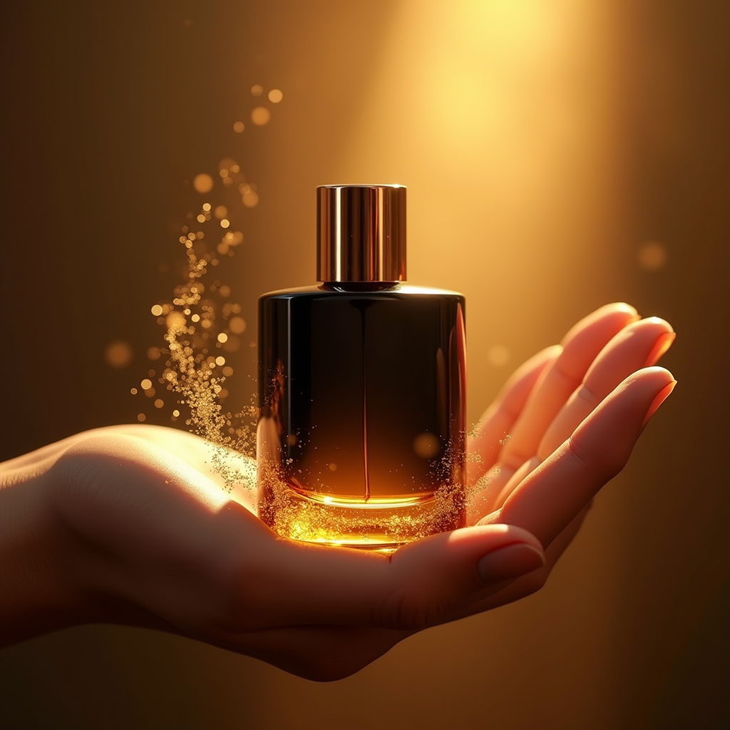 Jewelry — Sleek Matte-black Perfume Bottle With A Product Ads #0230 (Ideogram)