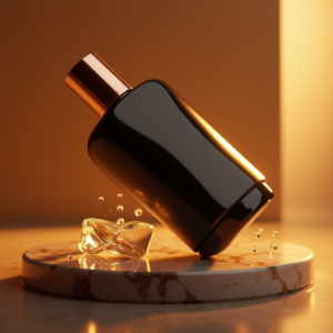 Jewelry — Sleek Matte-black Perfume Bottle With A Product Ads #0284 (FLUX)