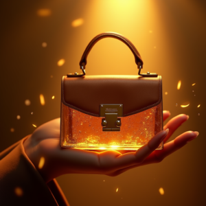 Jewelry — Tailored Leather Handbag With Polished Gold Product Ads #0233 (Dreamina)