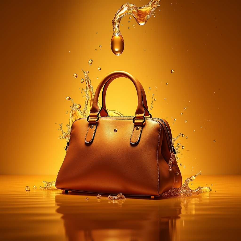 Jewelry — Tailored Leather Handbag With Polished Gold Product Ads #0257 (Dreamina)