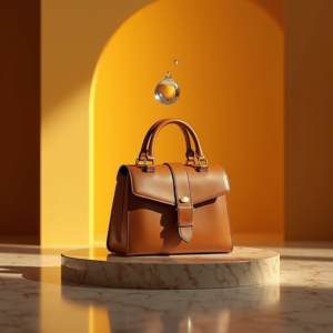 Jewelry — Tailored Leather Handbag With Polished Gold Product Ads #0293 (Dreamina)