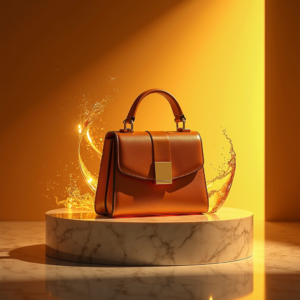 Jewelry — Tailored Leather Handbag With Polished Gold Product Ads #0305 (Dreamina)