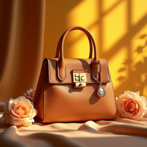 Jewelry — Tailored Leather Handbag With Polished Gold Product Ads #0329 (Dreamina)