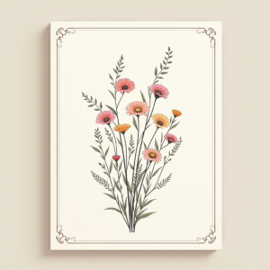 Junk Journal — Delicate Line-art Bouquet Of Wildflowers With Printable / Etsy #0085 (Gemini)