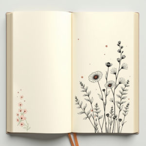 Junk Journal — Delicate Line-art Bouquet Of Wildflowers With Printable / Etsy #0205 (Gemini)