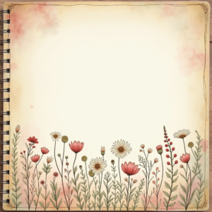 Junk Journal — Delicate Line-art Bouquet Of Wildflowers With Printable / Etsy #0227 (FLUX)