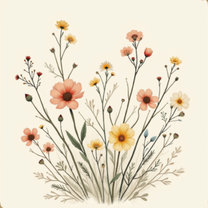 Junk Journal — Delicate Line-art Bouquet Of Wildflowers With Printable / Etsy #0293 (Ideogram)