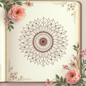 Junk Journal — Intricate Mandala Pattern Radiating From A Printable / Etsy #0027 (Firefly)