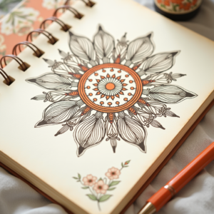 Junk Journal — Intricate Mandala Pattern Radiating From A Printable / Etsy #0253 (Gemini)
