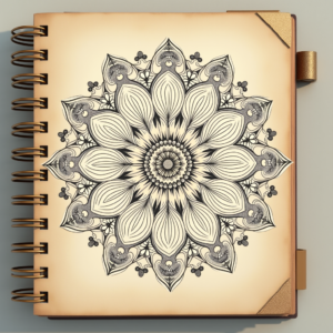 Junk Journal — Intricate Mandala Pattern Radiating From A Printable / Etsy #0259 (Seedream)
