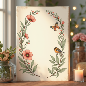 Junk Journal — Nostalgic Vintage-postcard-style Botanical Illustration Printable / Etsy #0072 (Krea)
