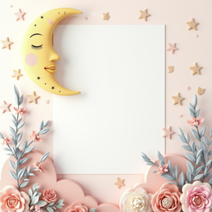 Junk Journal — Soft Watercolor-style Moon-and-stars Nursery Motif Printable / Etsy #0095 (FLUX)