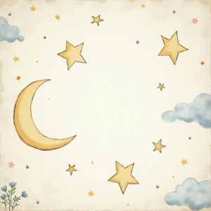 Junk Journal — Soft Watercolor-style Moon-and-stars Nursery Motif Printable / Etsy #0209 (Ideogram)